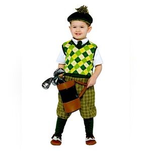 EUC Kids Toddler Cute Classic Golf Costume Halloween Size 3/4T (Missing Clubs)